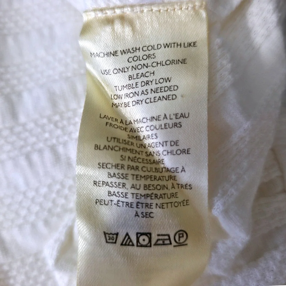 Free People More Romance Top Women Medium Cream Ruffle Lace Ribbed Boho EUC